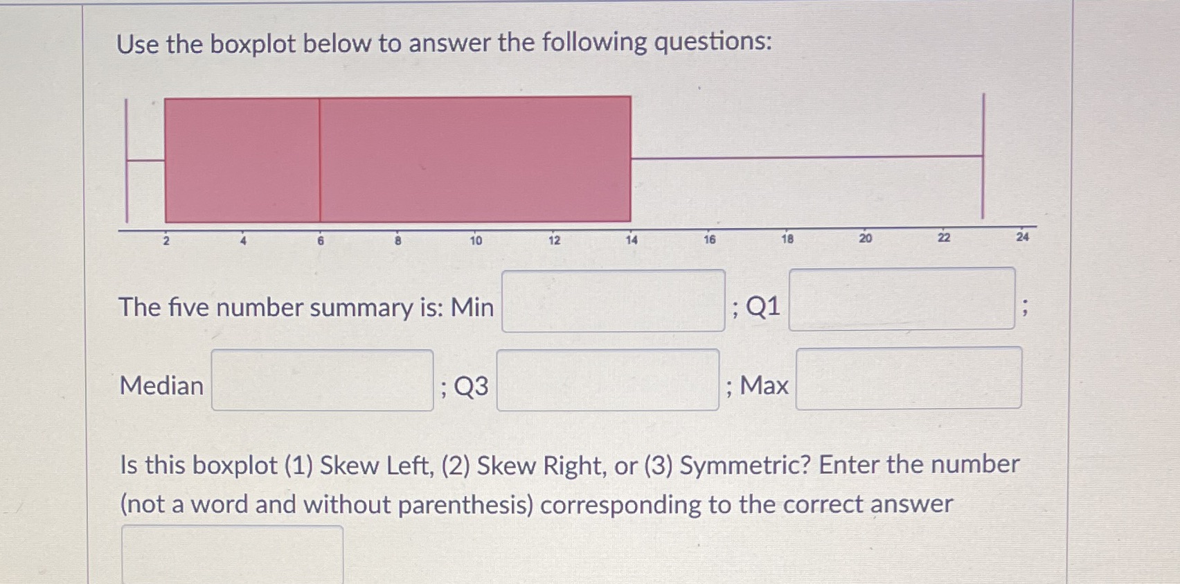 Use the boxplot below to answer the following questions: 10 12