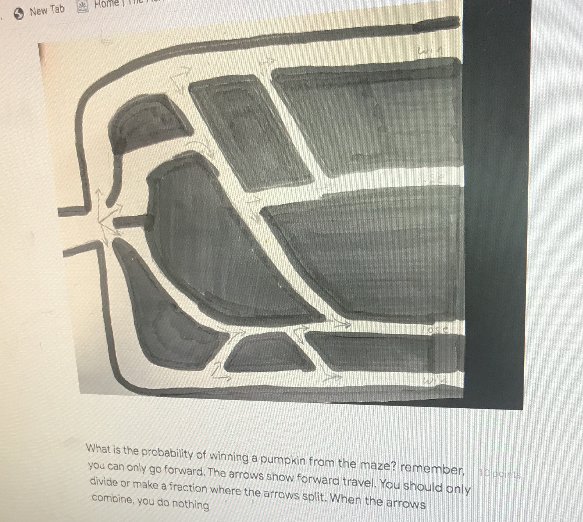 is the probability of winning a pumpkin from the maze? remember, you