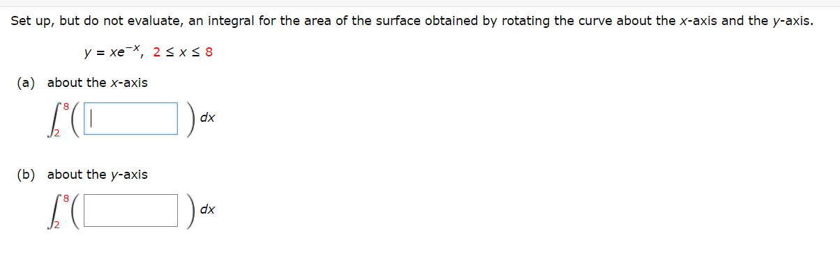  Set up, but do not evaluate, an integral for the area
