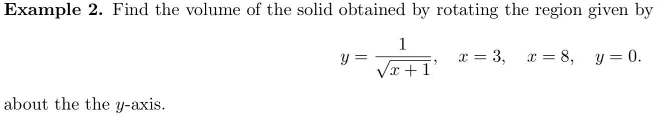 the region given by y x = 3, x=8, y = 0.