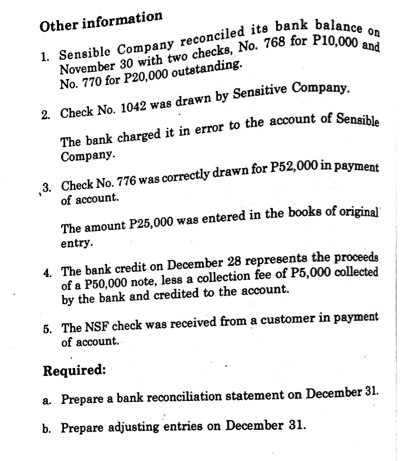 1042 WAS drawn by The bank charged it in to the of