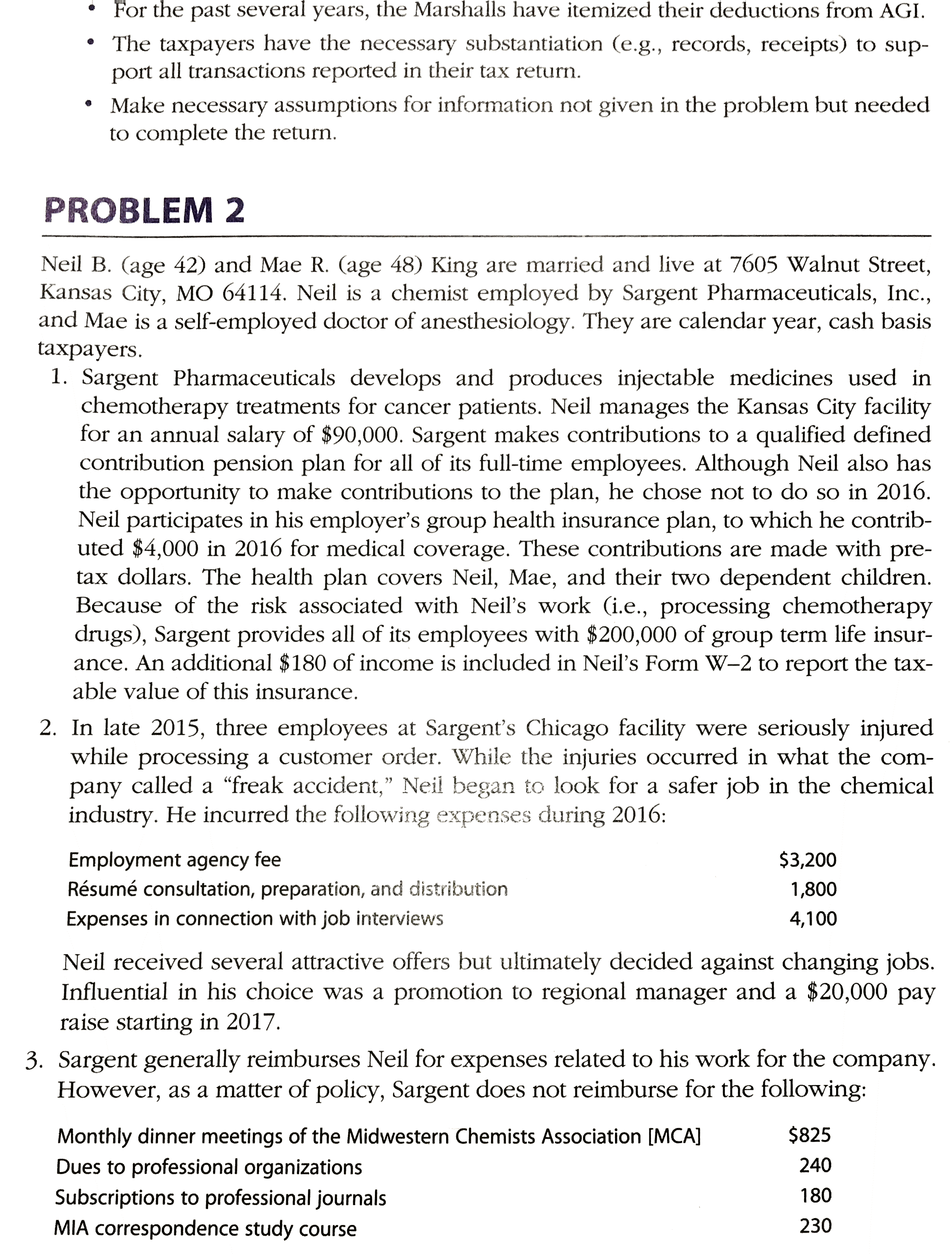  APPENDIX E: Practice Set Assignments- Comprehensive Tax Return Problem 2: Neil