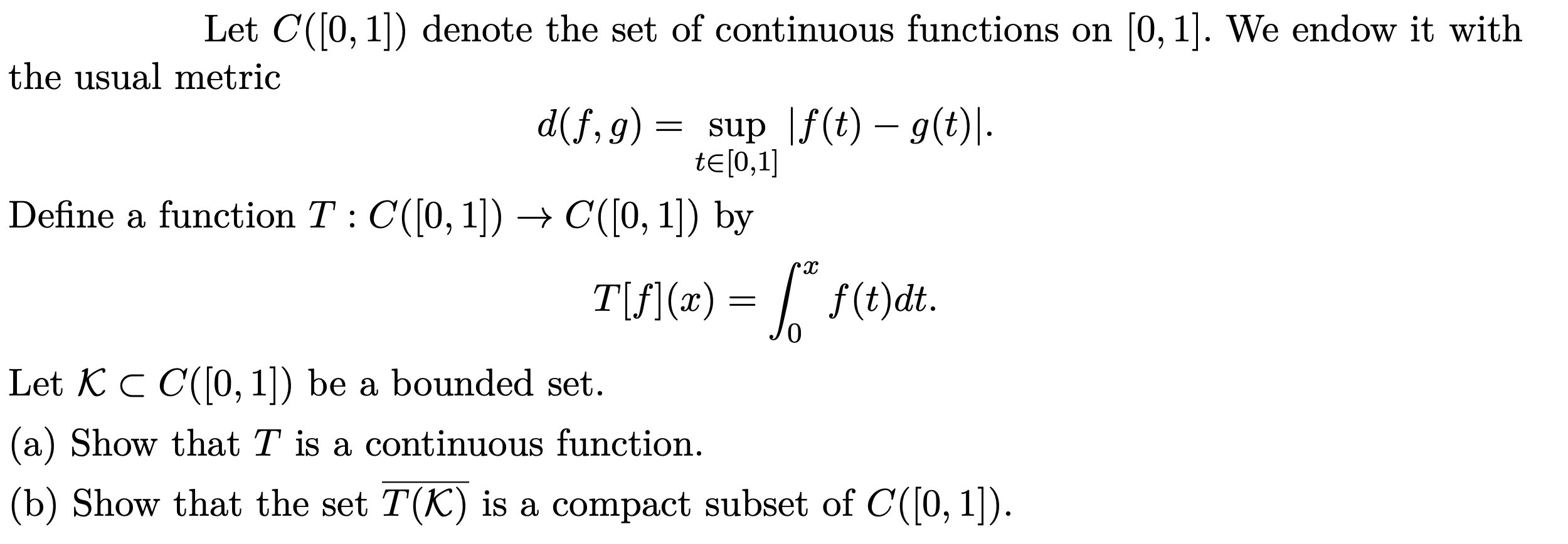 set of continuous functions on [0, 1]. We endow it with d(f,