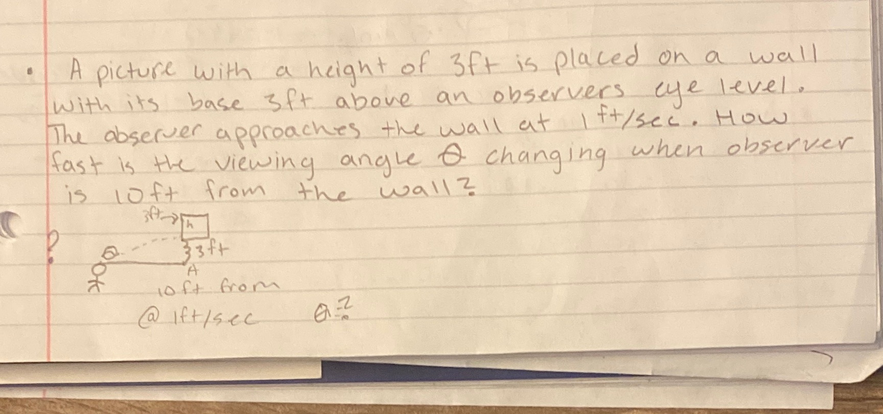 How fast is viewing angle changing? A picture with a height