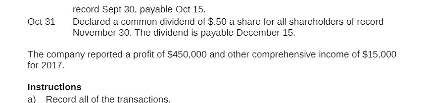 dividend of $ . 50 a share for all shareholders of record