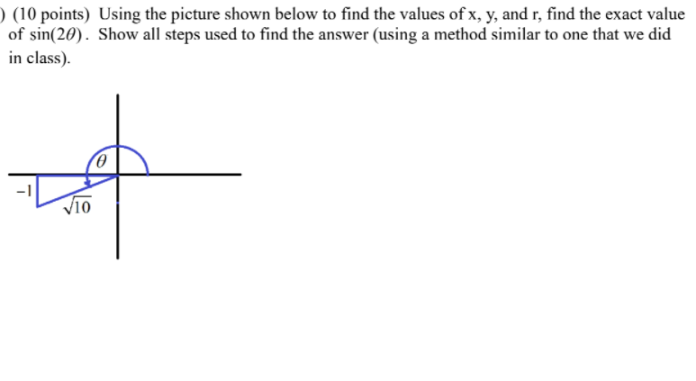 below to find the values of x, y, and r, find the