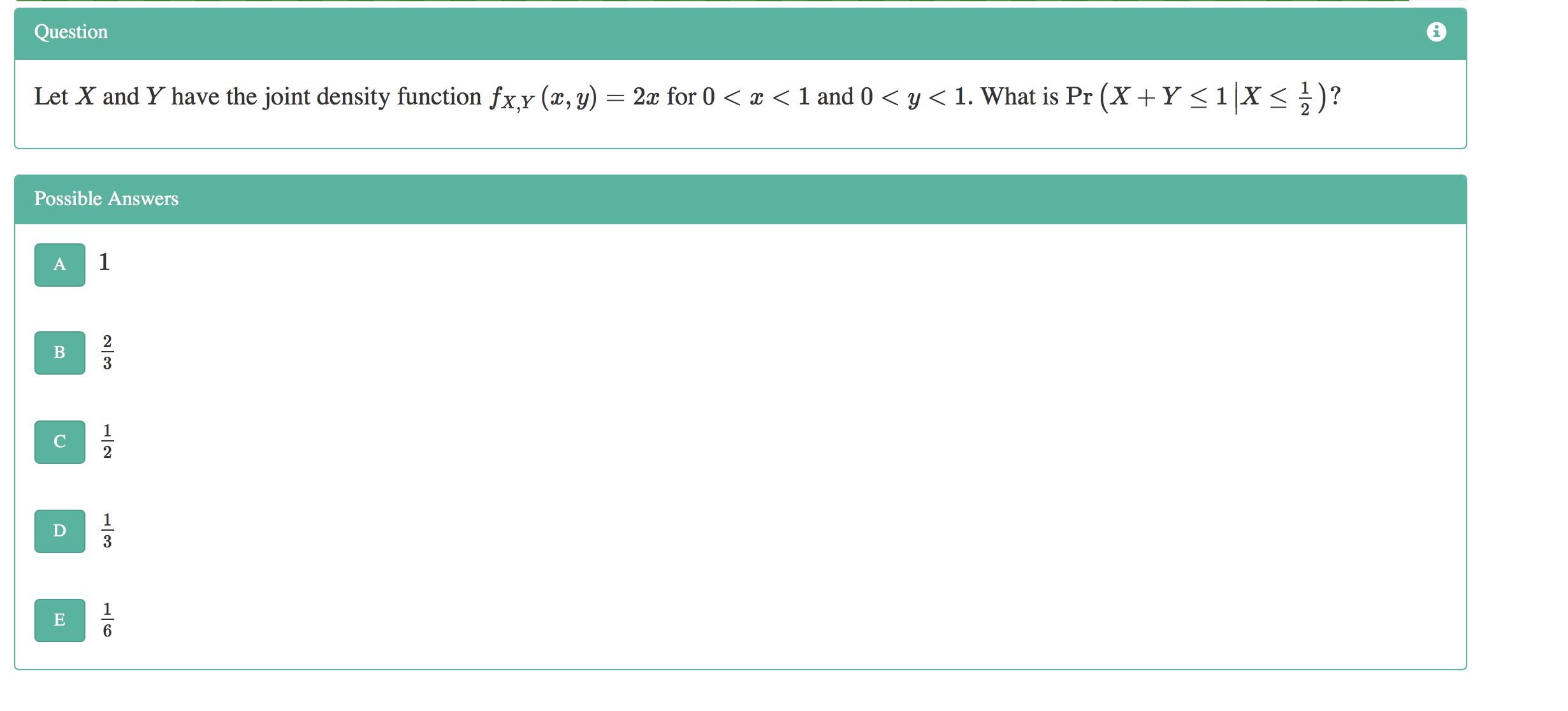 y) = 2c for 0 < c < 1 and 0 <