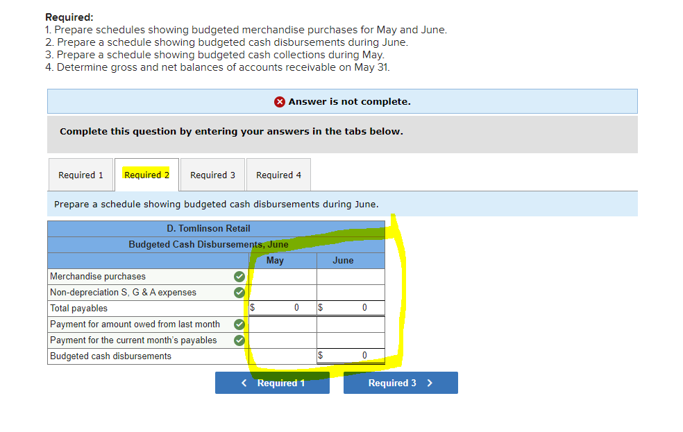 cash collections during May. 4. Determine gross and net balances of accounts