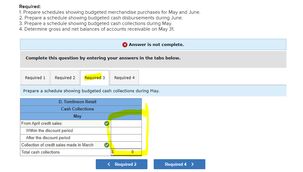 collections during May. 4. Determine gross and net balances of accounts receivable