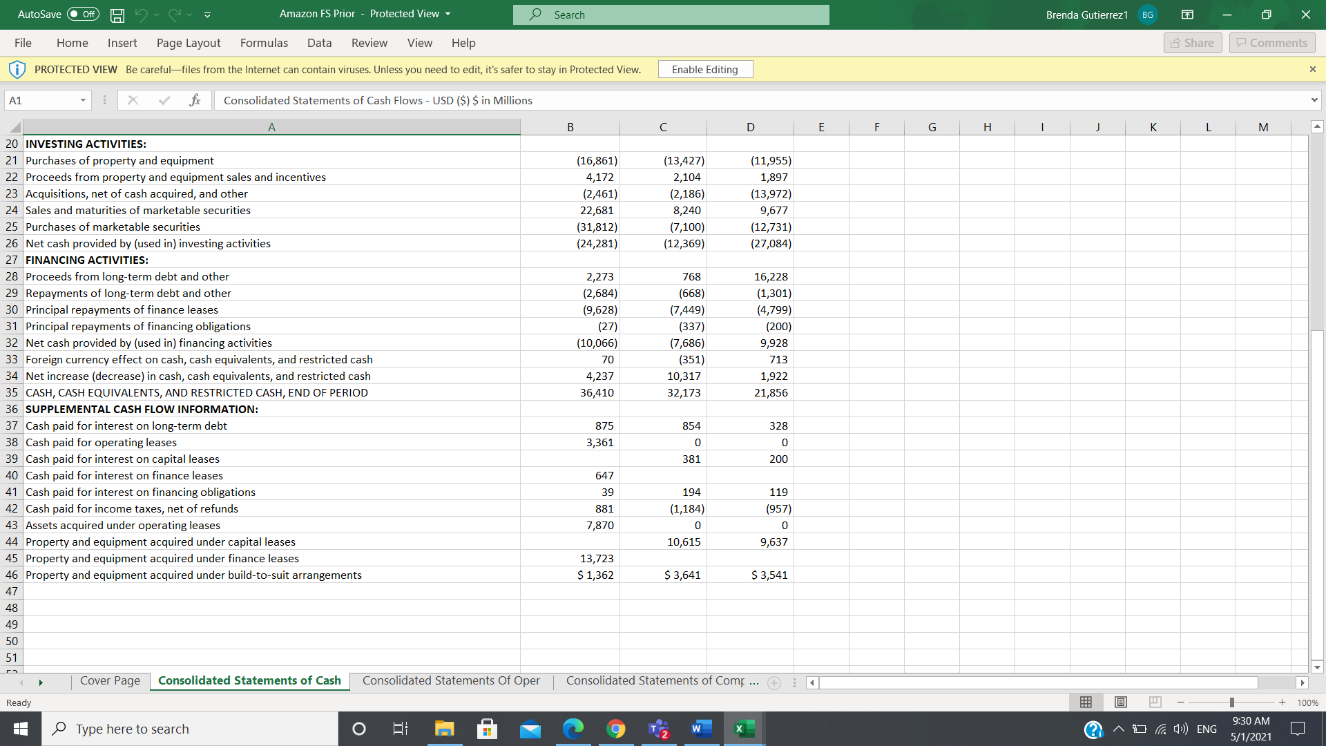 Protected View. Enable Ed Ill ng X A1 ' 5 Cover Page