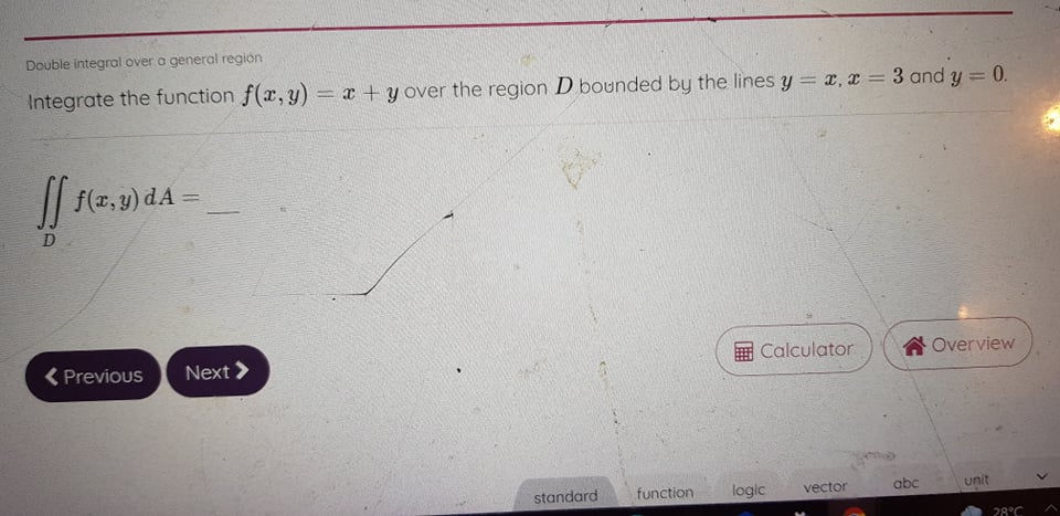 = x + y over the region D bounded by the lines