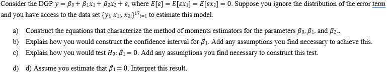 = ECEX2) O_ Suppose you ignore the distribution of the error term