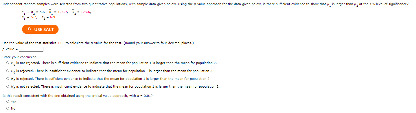 the following results. (Use u, for State 1 and u, for State