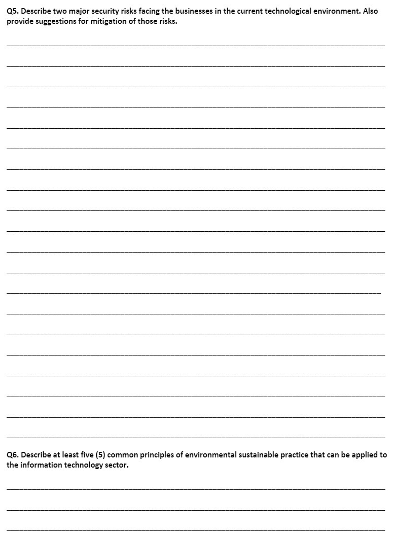 25 . Describe two major security risks facing the businesses in