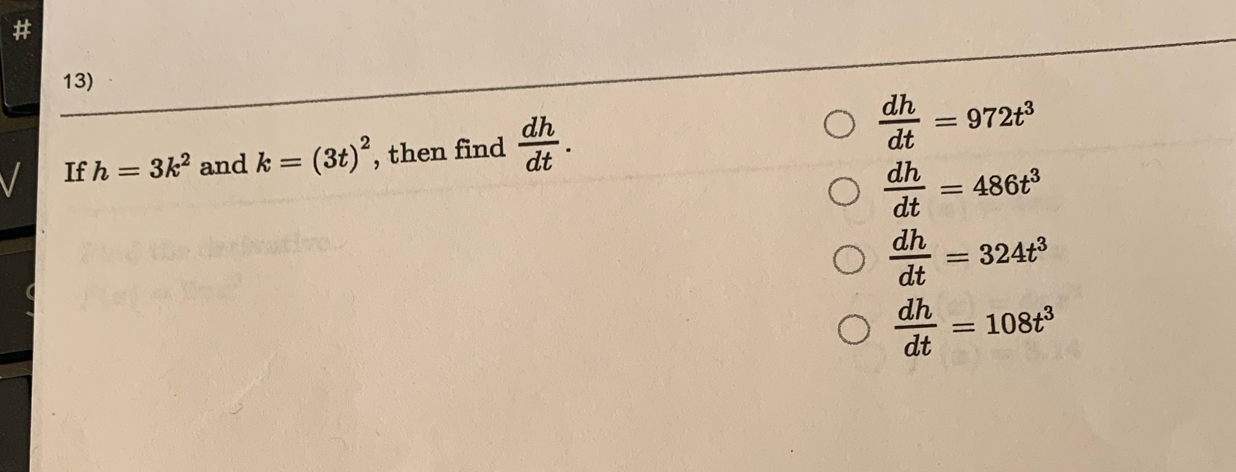 = 972t3 dt 486t3 dt dh = 324t3 dt dh = 108t3