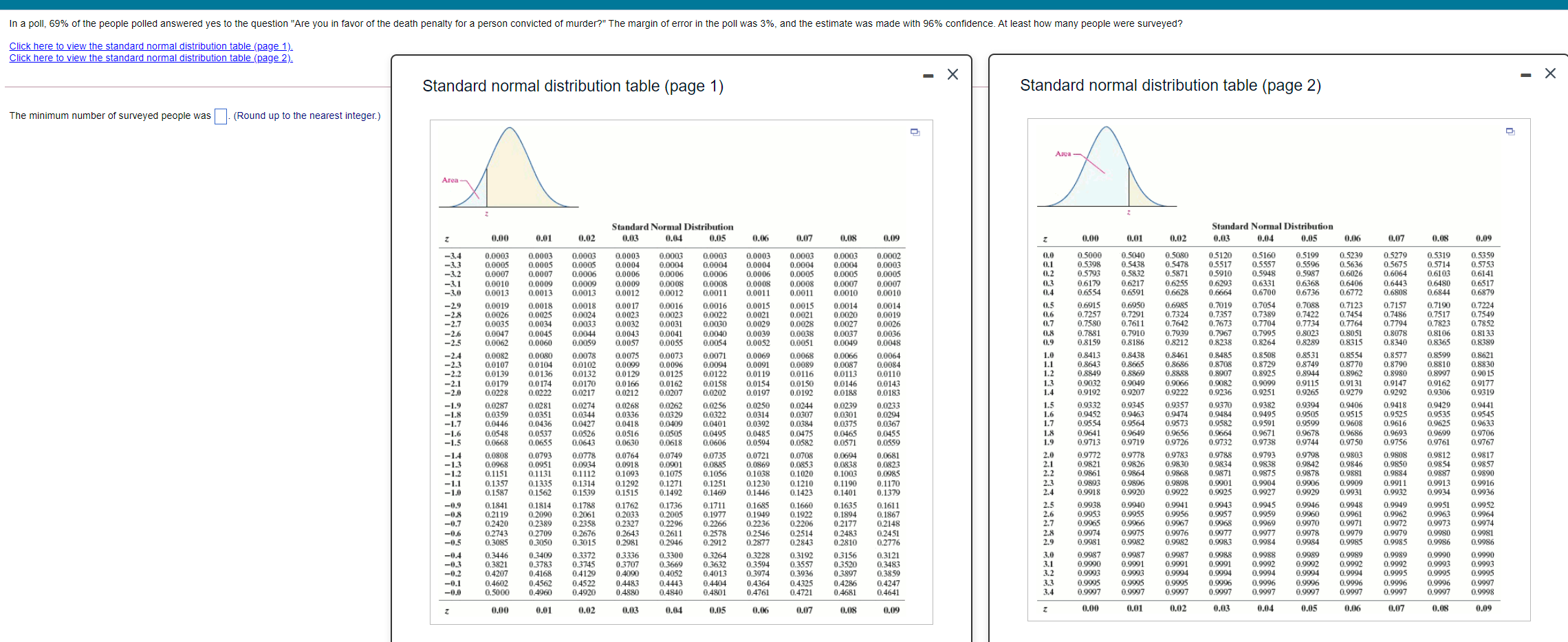 95% confidence interval of the population proportion using the given information. x