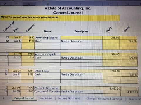 what I got for my transactions.une 1: Byte of Accounting, Inc. issued