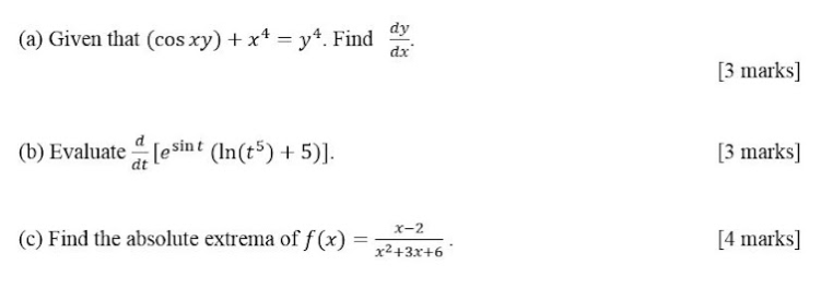 (In(t5) + 5)]. sin t (c) Find the absolute extrema of f