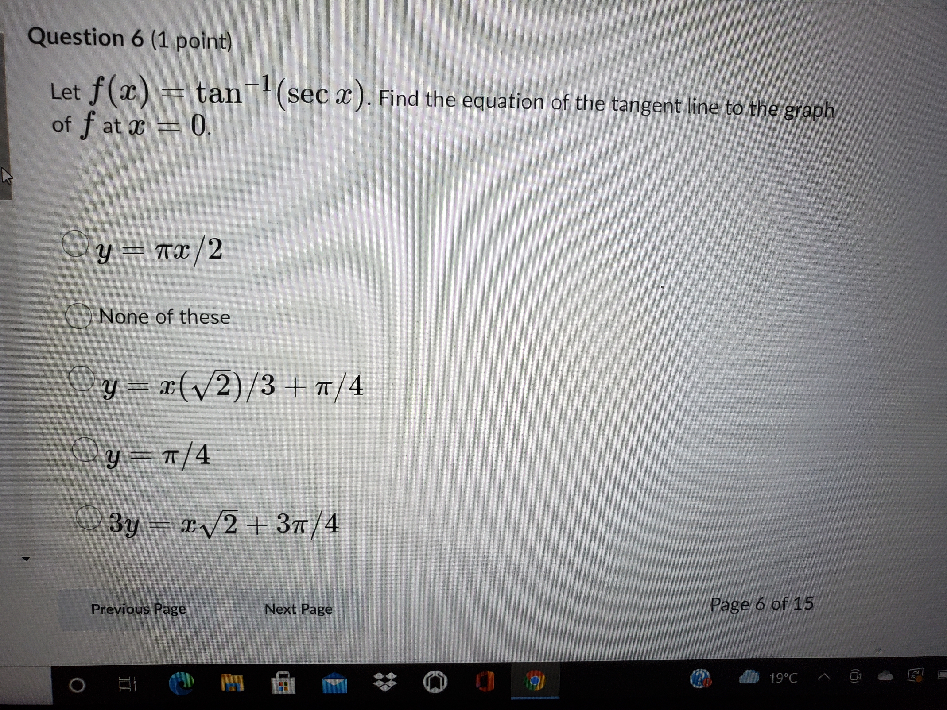 tan (sec a ). Find the equation of the tangent line to
