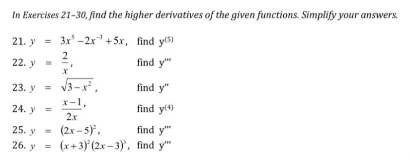your answers. 21 Y 24 3xs 2x-3 +5x, 2 x = (2x-5)2,