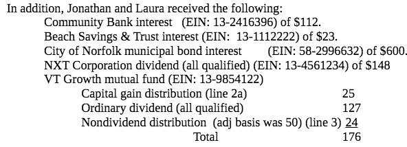 of S112. Beach Savings & Trust interest (EIN: 13-1112222) of $23. City
