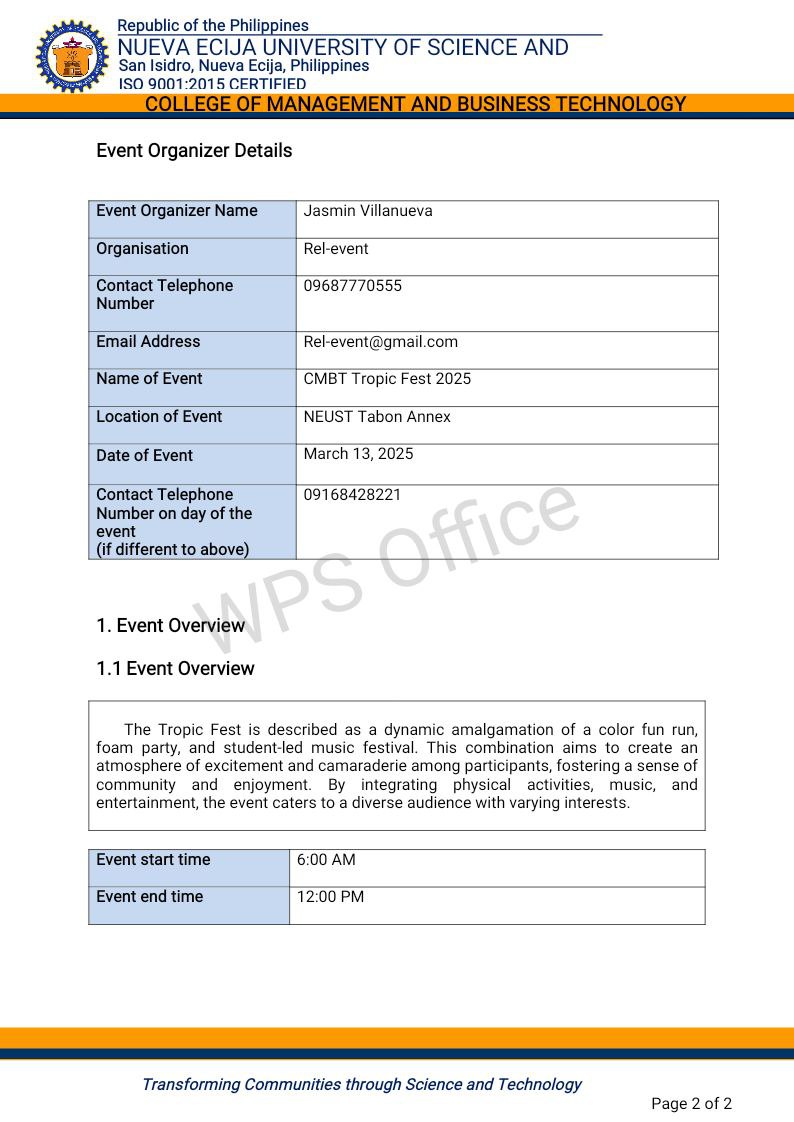  subject: Event managementMake an evalution form or survey questions about the