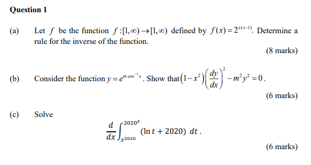 -> [1,co) defined by f(x) = 2*(*-). Determine a rule for the