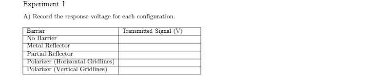 Transmitted Signal (V) No Barrier Metal Reflector Partial Reflector Polarizer (Horizontal Gridlines)