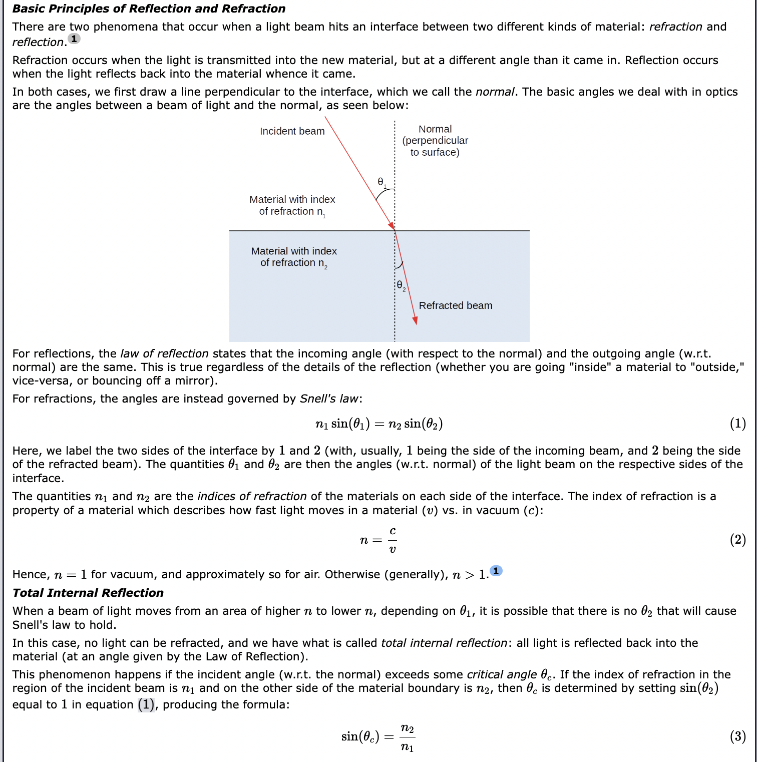  Basic Principles of Reection and Refraction There are two phenomena that