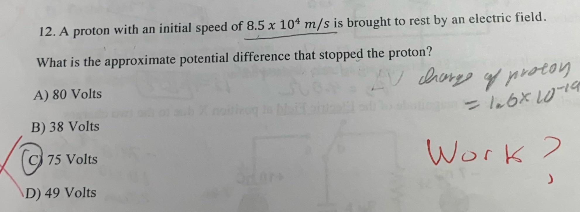  Please help me solve this 12. A proton with an initial