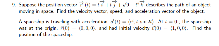 +v9 -+2 k describes the path of an object moving in space.