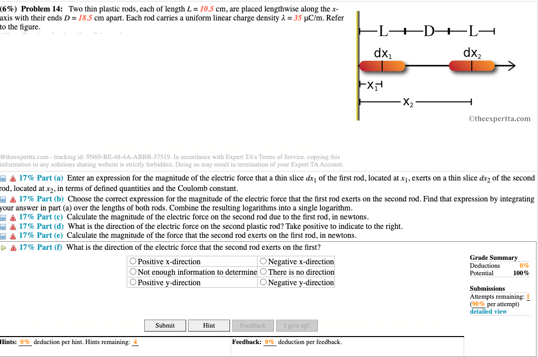 located at x2, in terms of defined quantities and the Coulomb constant.