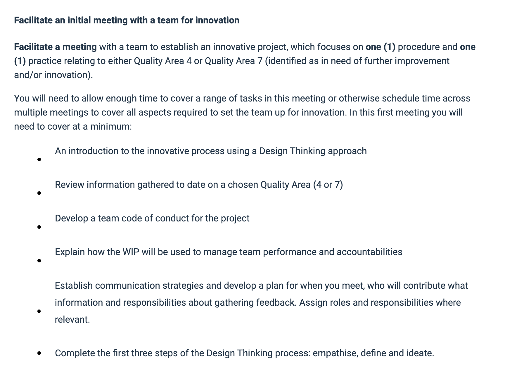 guide work performance for an innovative project. Continue adding rows as required