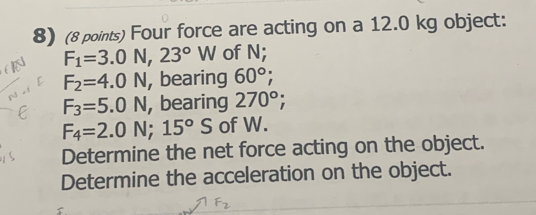  Can you help solve this 8) (8 points) Four force are