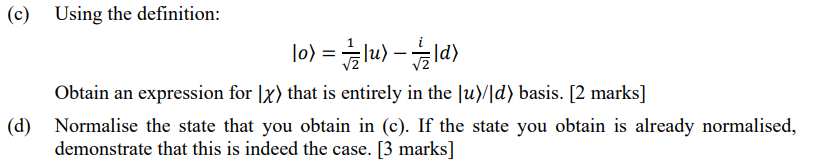 an expression for [x) that is entirely in the lu)/|d) basis. [2