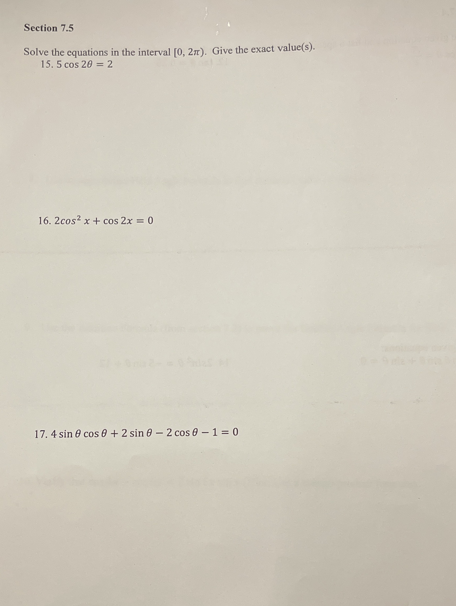 equations in the interval [0, 27). Give the exact value(s). 15. 5