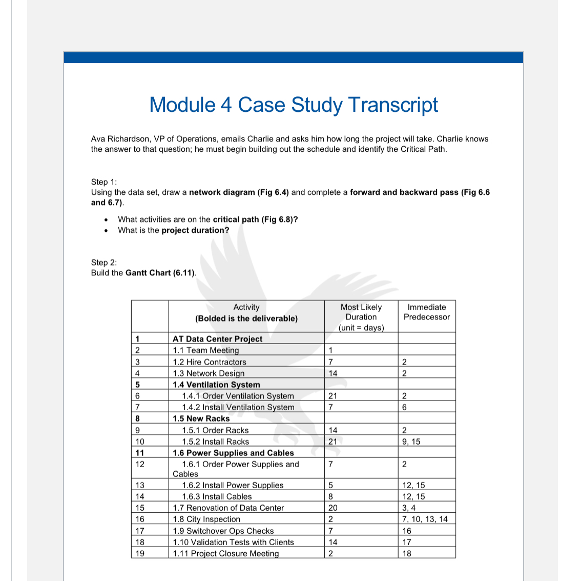 3 Case Study Transcript Charlie Parker, network administrator at Aviation Technology (AT),