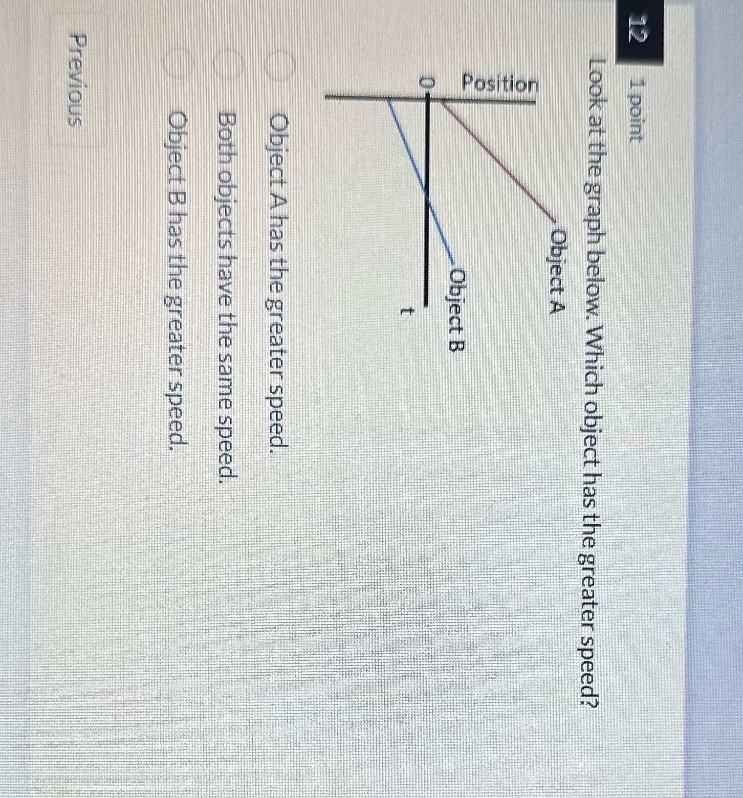 the greater speed? Object A uon sod o Object B Object A