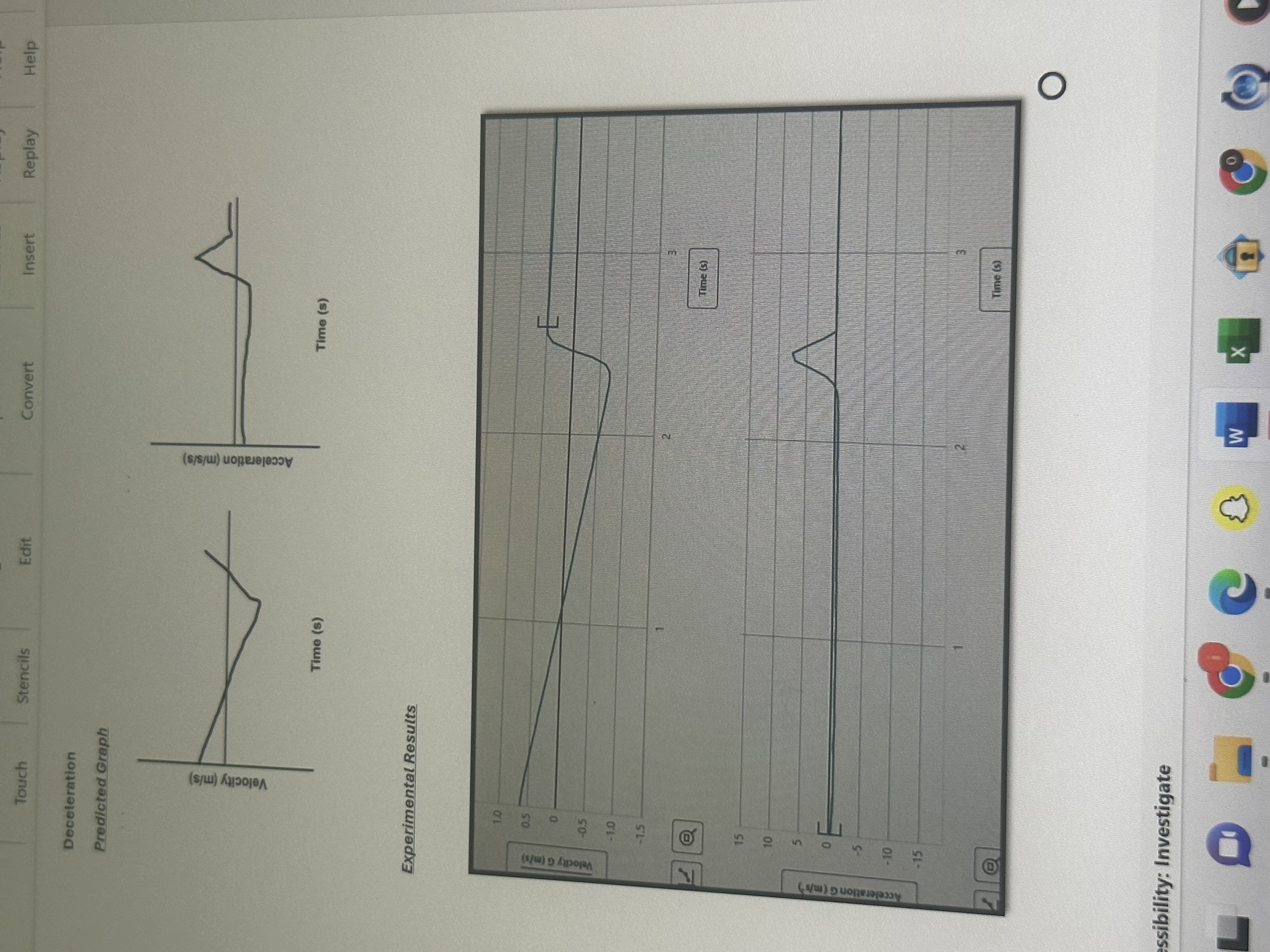  Touch Stencils Edit Convert Insert Replay Help Deceleration Predicted Graph Velocity