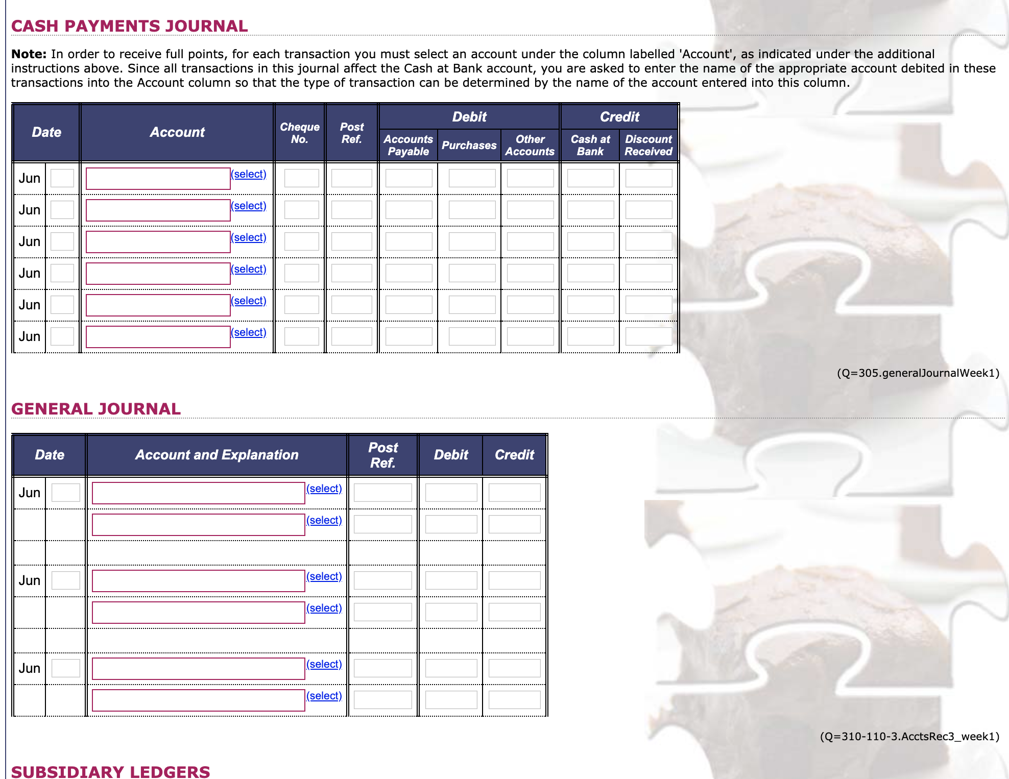 the accounting cycle, recording transactions. On this page of the practice set,