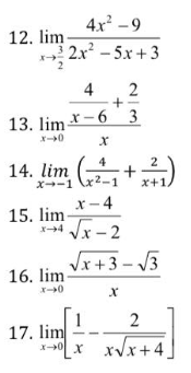  Find the limits of the given functions using any method of