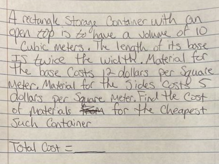 a volume of 10 Cubic meters, The length of its base IS