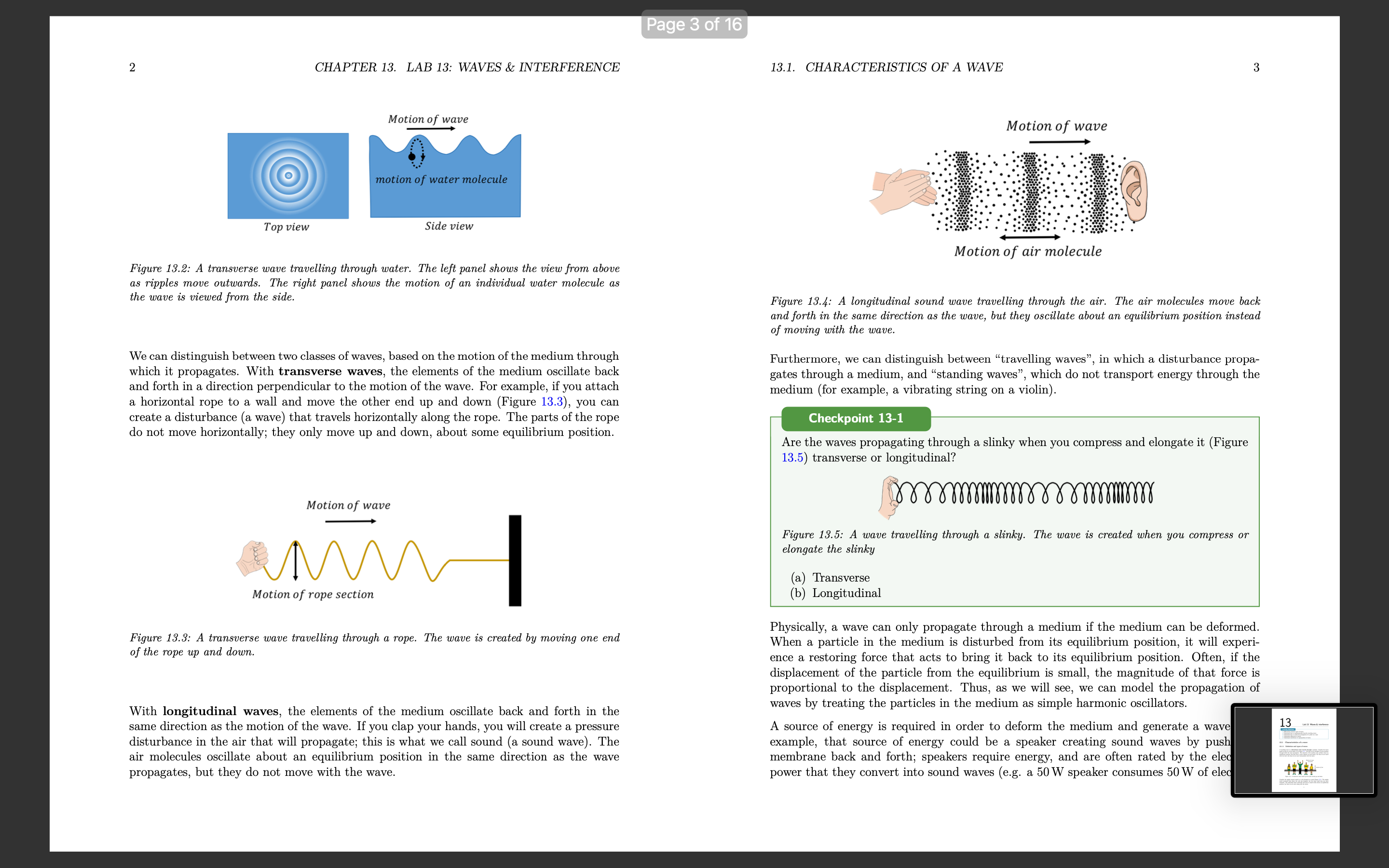 waves. Understand how to mathematically describe traveling waves. Understand how to model
