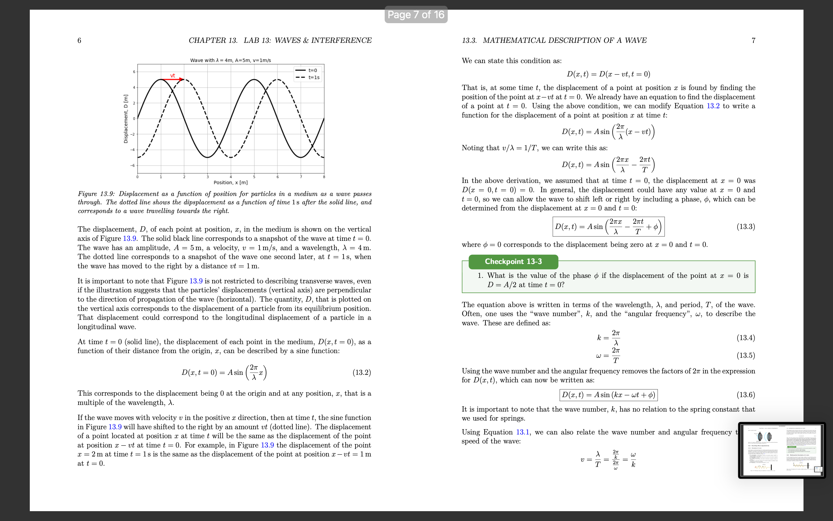 Understand interference & superposition of waves 13.1 Characteristics of a wave 13.1.1