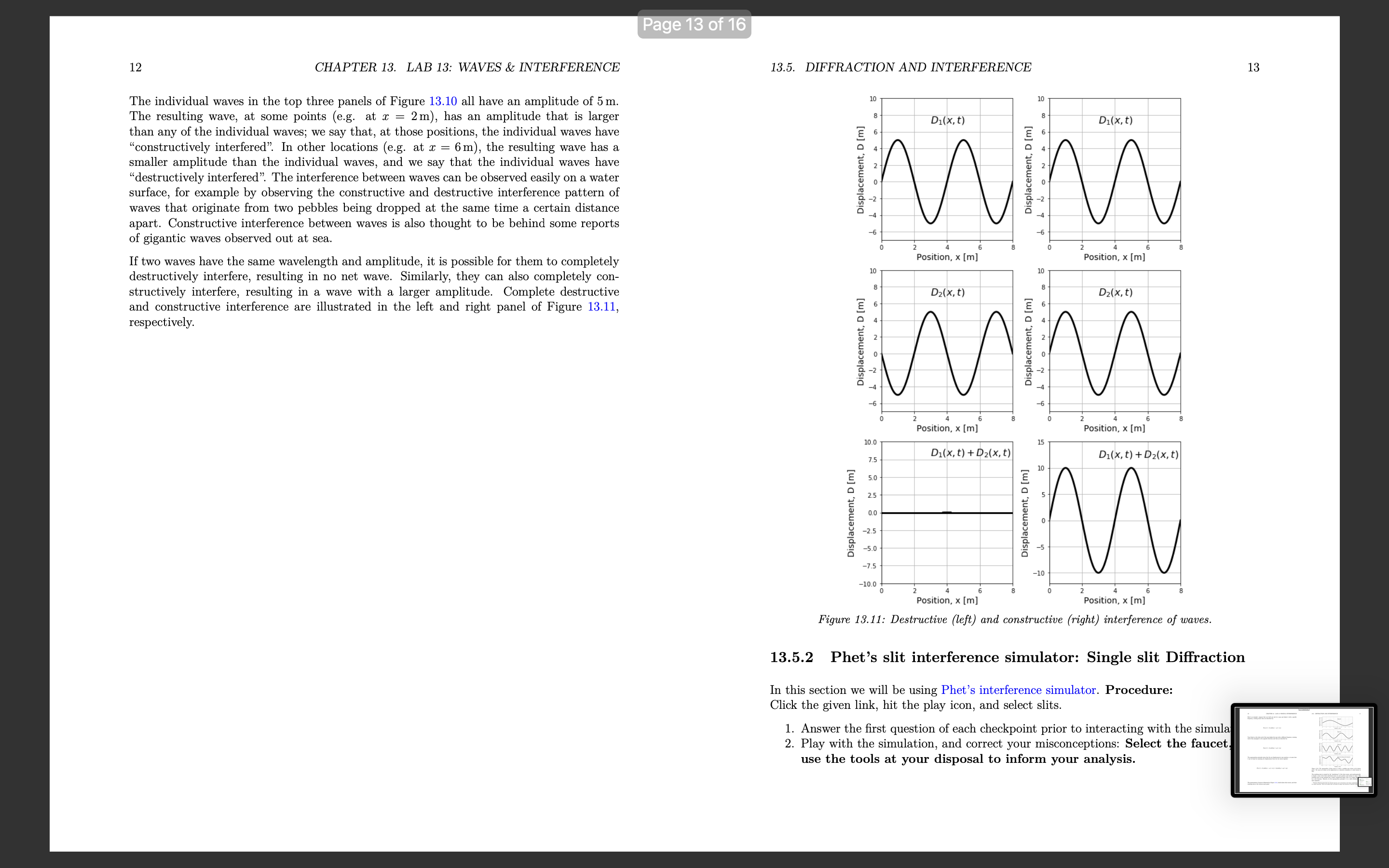 where the rock was dropped, but the water itself docs not move