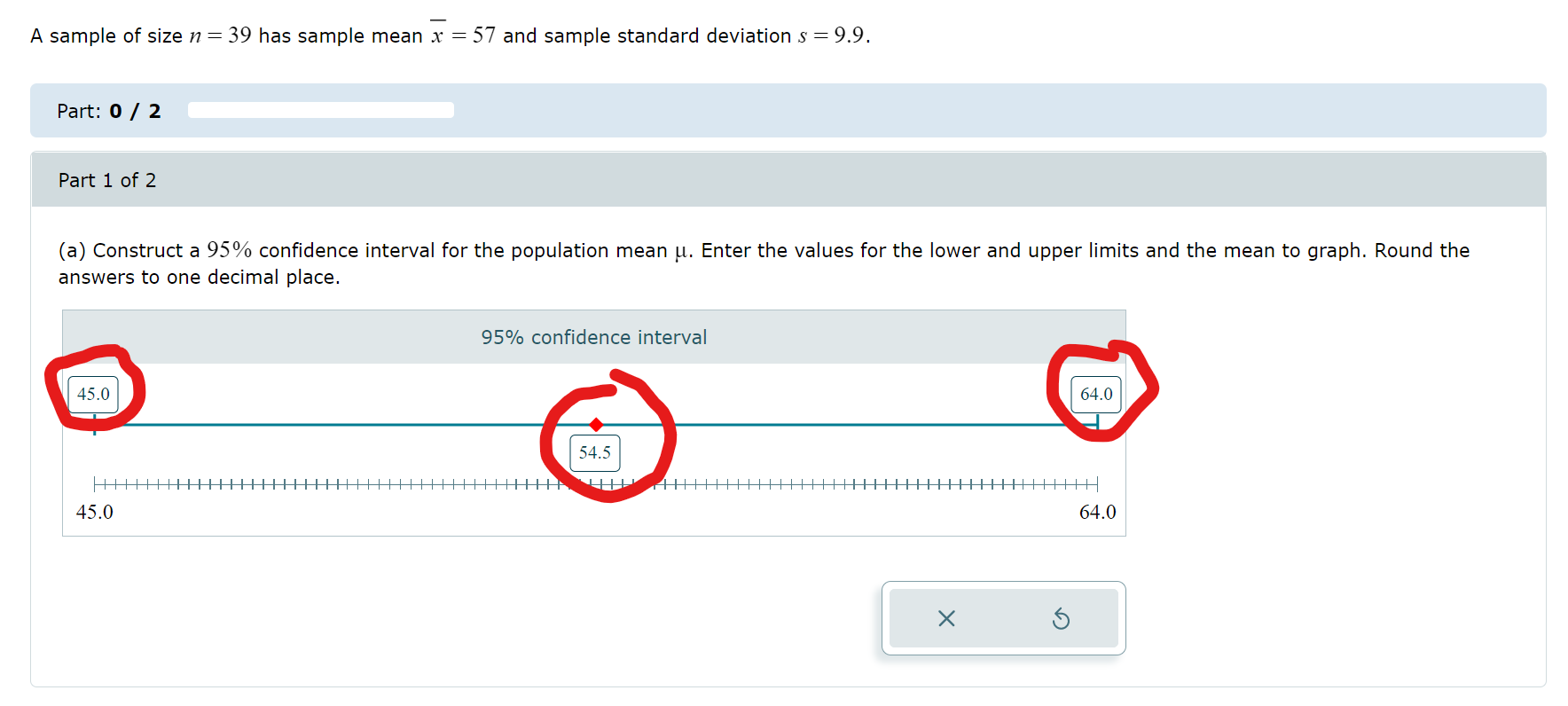 limits and the mean to graph. Round the answers to one decimal