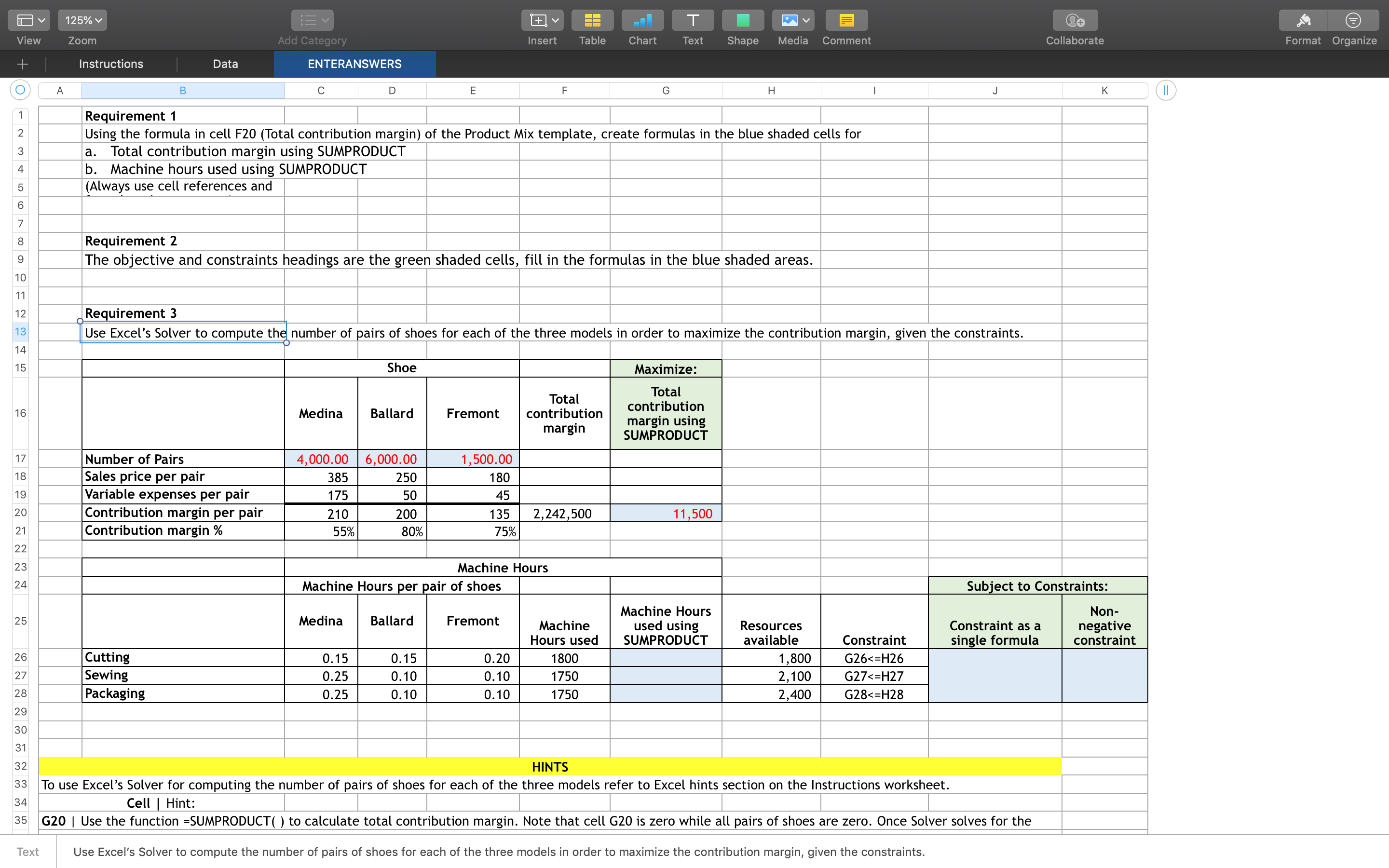 that there could be an alternative product mix for shoes that would