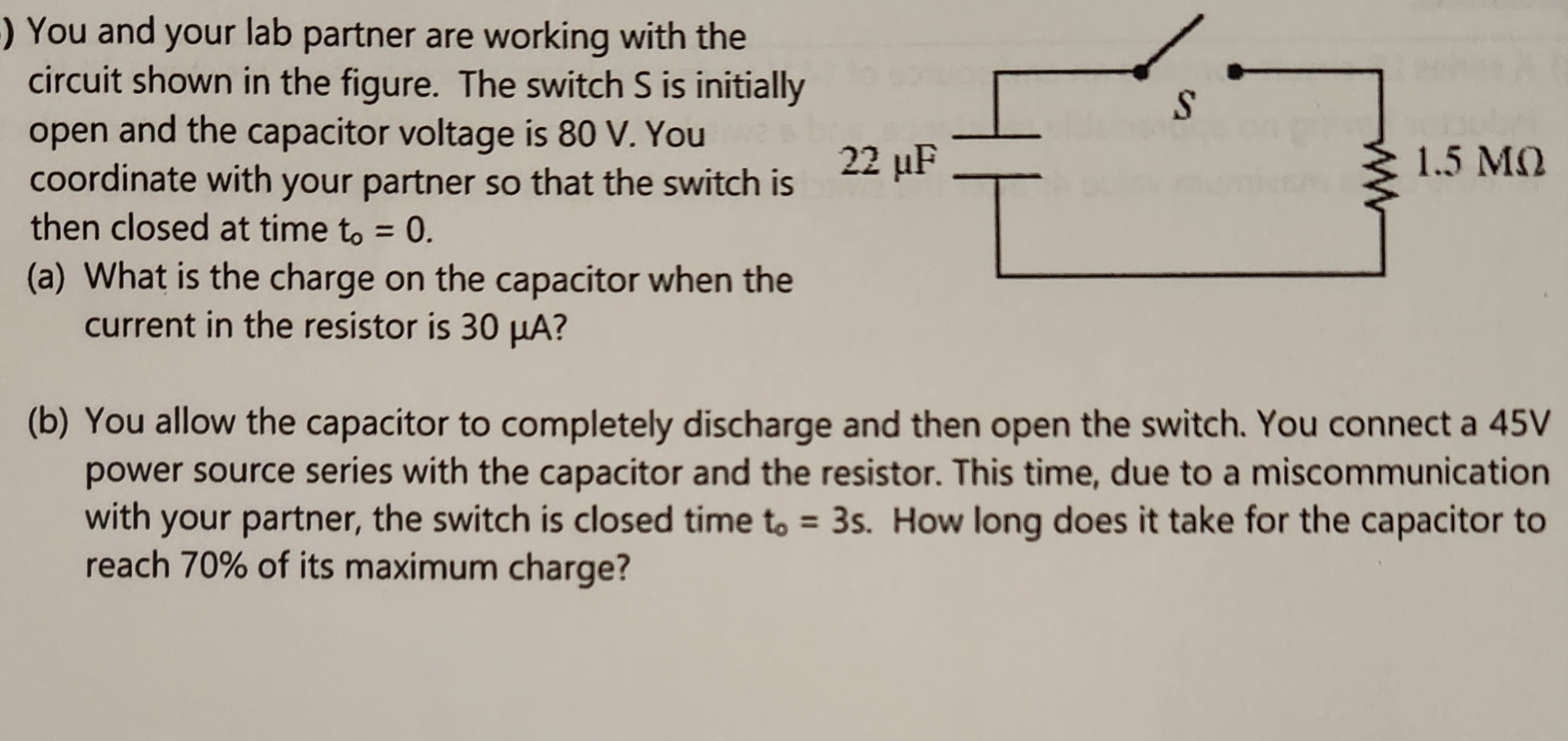 in the figure. The switch S is initially open and the capacitor