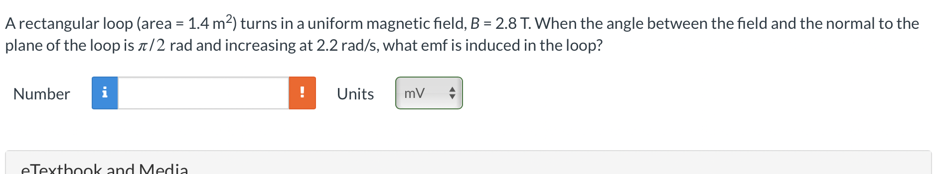 magnetic field, B = 2.8 T. When the angle between the field