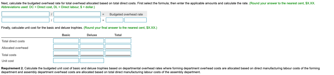 trophies based on departmental overhead rates where forming department overhead costs are